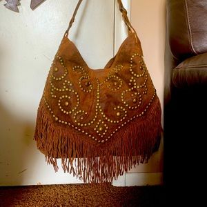 DOUBLED RANCH SUEDE LEATHER HANDBAG